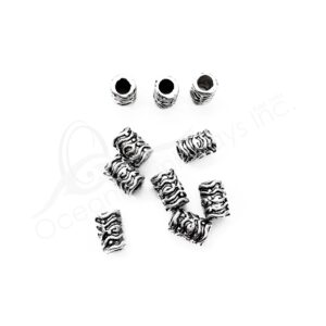 (CLOSE OUT) BEADS - METAL TUBE WITH WAVES (PK 50) 1 CM L X 7 MM D