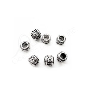 (CLOSE OUT) BEADS - METAL TUBE EMBOSSED (PK 50) 8 MM L X 7 MM D
