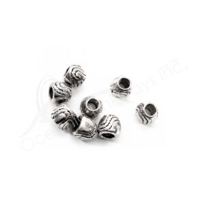 (CLOSE OUT) BEADS - METAL TUBE WITH CORD (PK 50) 8 MM L X 9 MM D
