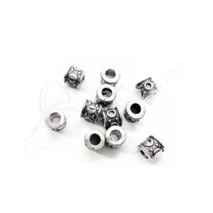 (CLOSE OUT) BEADS - METAL TUBE WITH MOONS (PK 50) 8 MM L X 9 MM D