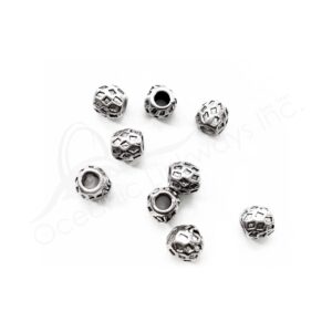 (CLOSE OUT) BEADS - METAL TUBE WITH DIAMONDS (PK 50) 8 MM L X 8 MM D