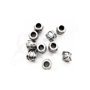 (CLOSE OUT) BEADS - METAL TUBE WITH LINES (PK 50) 7 MM L X 7 MM D