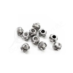 (CLOSE OUT) BEADS - METAL BALL WITH SUNFLOWER (PK 50) 9 MM L X 11 MM D