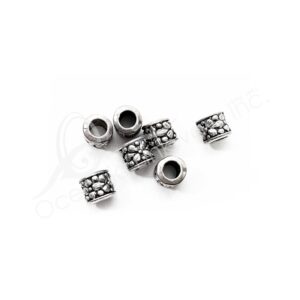 (CLOSE OUT) BEADS - METAL TUBE WITH FLOWERS (PK 50) 7 MM L X 8 MM D