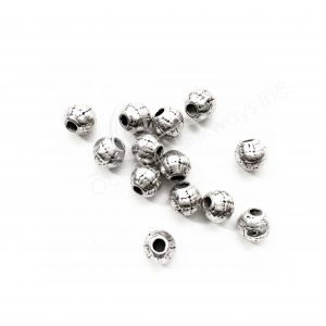 (CLOSE OUT) BEADS - METAL BALL EMBOSSED (PK 50) 9 MM L X 1 CM D