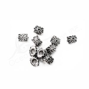 (CLOSE OUT) BEADS - METAL TUBE WITH STAR (PK 50) 1 CM L X 7 MM W