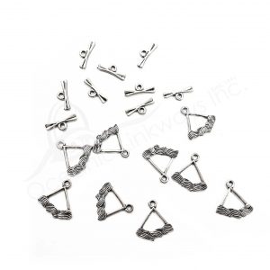 (CLOSE OUT) BEADS - METAL TRIANGULAR TOGGLE CLASP (PK 100 PAIRS) 17 MM W X 1 MM T
