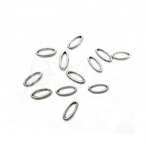 (CLOSE OUT) BEADS - METAL OVAL RING (PK 100) 1.5 CM L X 2 MM T