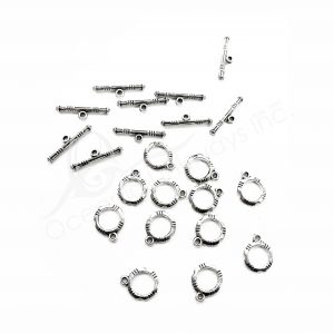 (CLOSE OUT) BEADS - METAL TOGGLE CLASP (PK 100 PAIRS) 11 MM D X 2 MM T