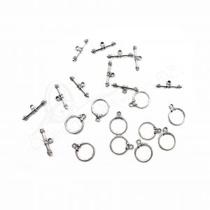 (CLOSE OUT) BEADS - METAL TOGGLE CLASP (PK 100 PAIRS) 12 MM D X 1 MM T