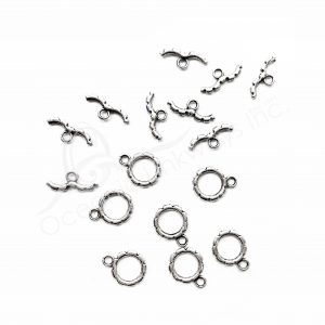 (CLOSE OUT) BEADS - METAL TOGGLE CLASP (PK 50 PAIRS) 12 MM D X 1 MM T