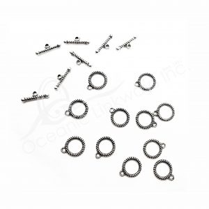 (CLOSE OUT) BEADS - METAL TOGGLE CLASP TWISTED (PK 100 PAIRS) 12 MM D X 1 MM T