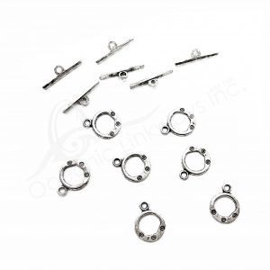 (CLOSE OUT) BEADS - METAL TOGGLE CLASP WITH SPIRALS (PK 100 PAIRS) 12 MM D X 1 MM T