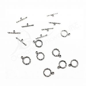 (CLOSE OUT) BEADS - METAL TOGGLE CLASP TWISTED (PK 100 PAIRS) 1 CM D X 2 MM T