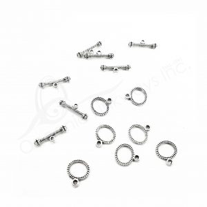 (CLOSE OUT) BEADS - METAL TOGGLE CLASP DOTTED (PK 100 PAIRS) 1 CM W X 1 MM T