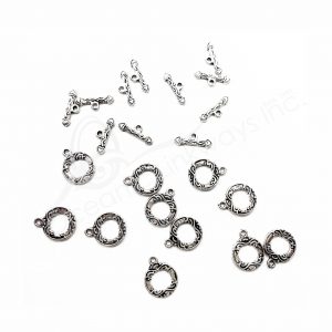 (CLOSE OUT) BEADS - METAL TOGGLE CLASP (PK 100 PAIRS) 12 MM D X 2 MM T