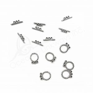 (CLOSE OUT) BEADS - METAL TOGGLE CLASP FOR TRIPLE ROW (PK 50 PAIRS) 11 MM D X 2 MM T