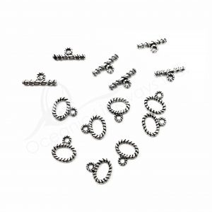 (CLOSE OUT) BEADS - METAL TOGGLE CLASP TWISTED OVAL (PK 50 PAIRS) 1.5 CM W X 2 MM T