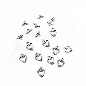 (CLOSE OUT) BEADS - METAL TOGGLE CLASP HEART (PK 100 PAIRS) 1 CM W X 1 MM T
