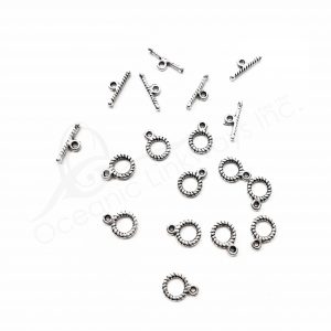 (CLOSE OUT) BEADS - METAL TOGGLE CLASP TWISTED (PK 100 PAIRS) 8 MM D X 1 MM T