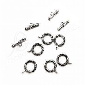 (CLOSE OUT) BEADS - METAL TOGGLE CLASP (PK 50 PAIRS) 17 MM D X 2 MM T
