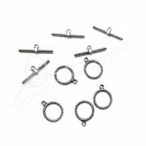 (CLOSE OUT) BEADS - METAL TOGGLE CLASP TWISTED (PK 50 PAIRS) 1.5 CM D X 2 MM T
