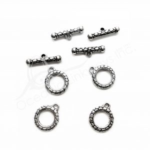 (CLOSE OUT) BEADS - METAL TOGGLE CLASP (PK 20 PAIRS) 2 CM D X 3 MM T