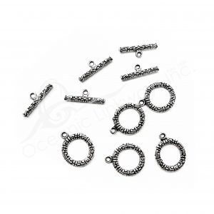 (CLOSE OUT) BEADS - METAL TOGGLE CLASP (PK 50 PAIRS) 17 MM D X 2 MM T