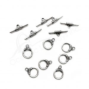 (CLOSE OUT) BEADS - METAL TOGGLE CLASP (PK 50 PAIRS) 14 MM D X 2 MM T
