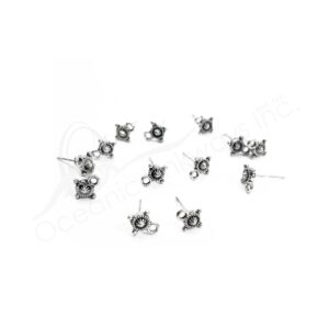 (CLOSE OUT) BEADS - METAL STUD EARRINGS SETTING (PK 100) 5 MM D (LOOKS LIKE EARRINGS)