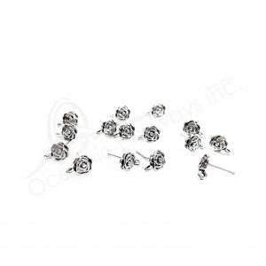 (CLOSE OUT) BEADS - METAL STUD EARRINGS SETTING FLOWER (PK 100) 7 MM D (LOOKS LIKE EARRINGS)