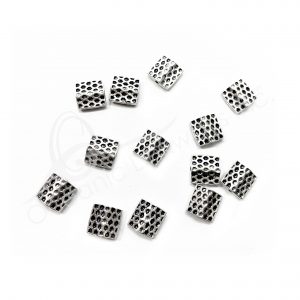 (CLOSE OUT) BEADS - METAL EMBOSSED TEXTURE SQUARE (PK 13) 12 MM W X 2 MM T