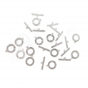 (CLOSE OUT) BEADS - METAL TOGGLE CLASP WITH SPIRALS (PK 12 PAIRS) 1.5 CM D X 2 MM T