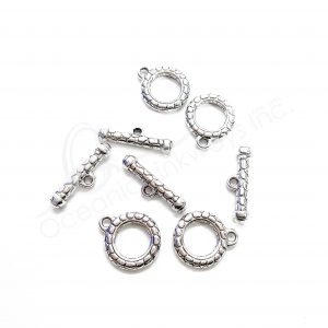(CLOSE OUT) BEADS - METAL TOGGLE CLASP (PK 4 PAIRS) 2 CM D X 3 MM T