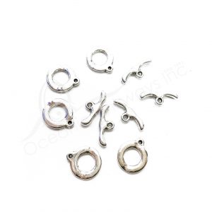 (CLOSE OUT) BEADS - METAL TOGGLE CLASP (PK 5 PAIRS) 17 MM D X 2 MM T