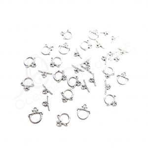 (CLOSE OUT) BEADS - METAL TOGGLE CLASP (PK 17 PAIRS) 1 CM W X 1 MM T