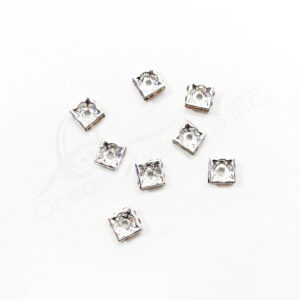 (CLOSE OUT) BEADS - METAL SQUARE YELLOW SHINY SPACER (PK 8) 8 MM W X 3 MM T