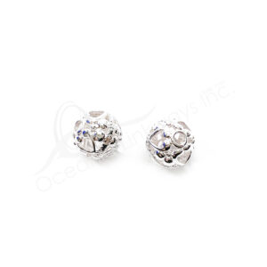 (CLOSE OUT) BEADS - METAL BALL WITH HEARTS (PK 2) 13 MM DIA
