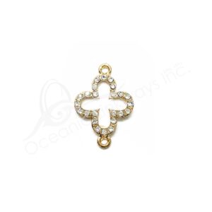 (CLOSE OUT) BEADS - METAL GOLD CROSS SPARKLING 28 MM L X 3 MM T