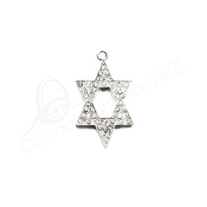 (CLOSE OUT) BEADS - METAL STAR OF DAVID SPARKLING 3.5 CM L X 2 MM T