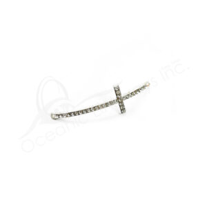 (CLOSE OUT) BEADS - METAL SILVER CROSS SPARKLING CURVED 5.5 CM L X 2 MM T