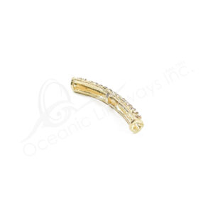 (CLOSE OUT) BEADS - METAL GOLD CURVED BAR SPARKLING 4 CM L X 7 MM W