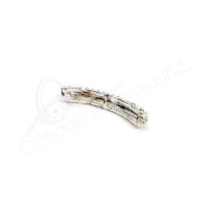 (CLOSE OUT) BEADS - METAL SILVER CURVED BAR SPARKLING 4 CM L X 7 MM W