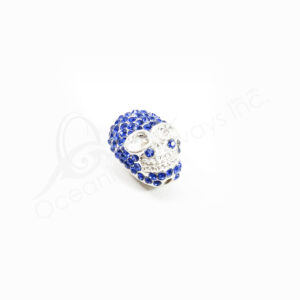 (CLOSE OUT) BEADS - METAL BLUE SKULL SPARKLING 17 MM L X 1 CM T