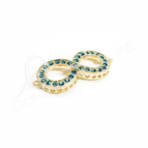 (CLOSE OUT) BEADS - METAL GOLD 8 SPARKLING BLUE 5 CM L X 5 MM T