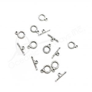 (CLOSE OUT) BEADS - METAL TOGGLE CLASP TWISTED (PK 16 PAIRS) 8 MM D X 1 MM T
