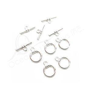 (CLOSE OUT) BEADS - METAL TOGGLE CLASP (PK 5 PAIRS) 13 MM D X 2 MM T