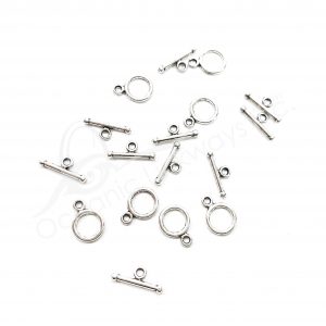 (CLOSE OUT) BEADS - METAL TOGGLE CLASP (PK 16 PAIRS) 9 MM D X 1 MM T