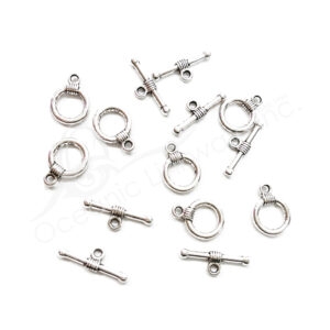 (CLOSE OUT) BEADS - METAL TOGGLE CLASP (PK 16 PAIRS) 1 CM D X 2 MM T