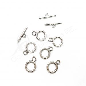 (CLOSE OUT) BEADS - METAL TOGGLE CLASP (PK 10 PAIRS) 12 MM D X 2 MM T